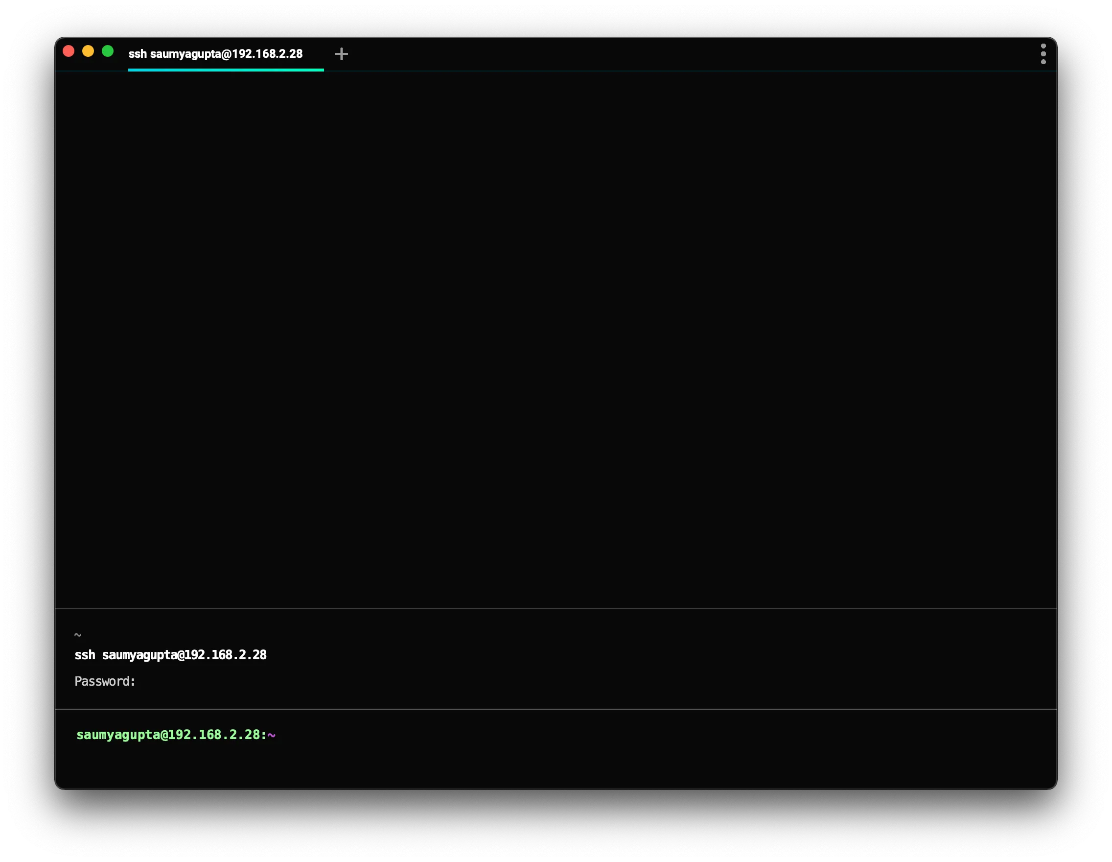 A remote session bootstrapped by the legacy SSH wrapper.